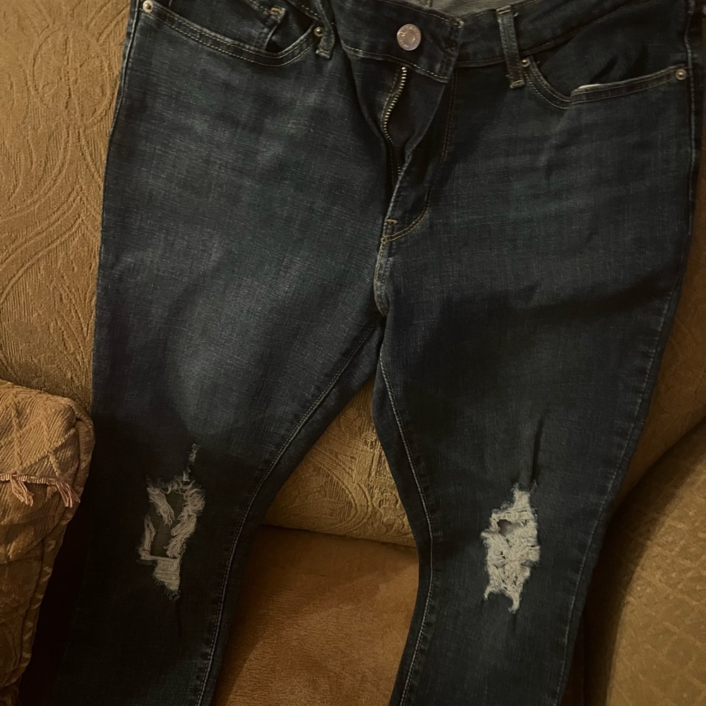 Levi's Dark Blue Distressed Skinny Jeans
